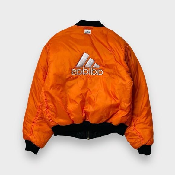 Vtg 90s BL adidas Reversible Logo Bomber Flight Jacket, Alpha MA-1 Heavyweight L - Picture 2 of 14